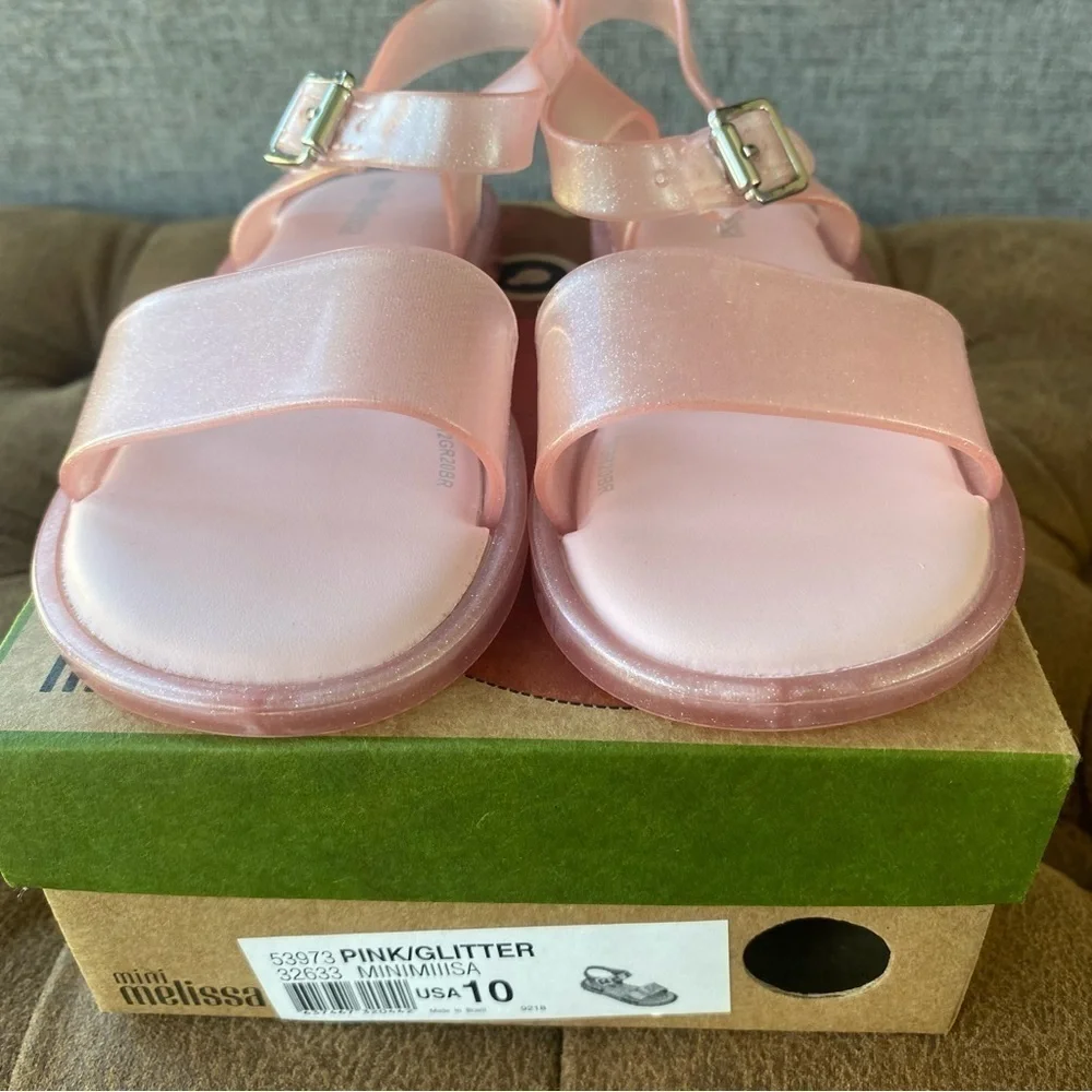 Mini Melissa Mar Strappy Pink Glitter Sandals 10 NIB - Picture 3 of 9